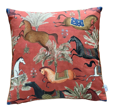 Rusty Red Cushion Cover Arabian Horses Equestrian Motif